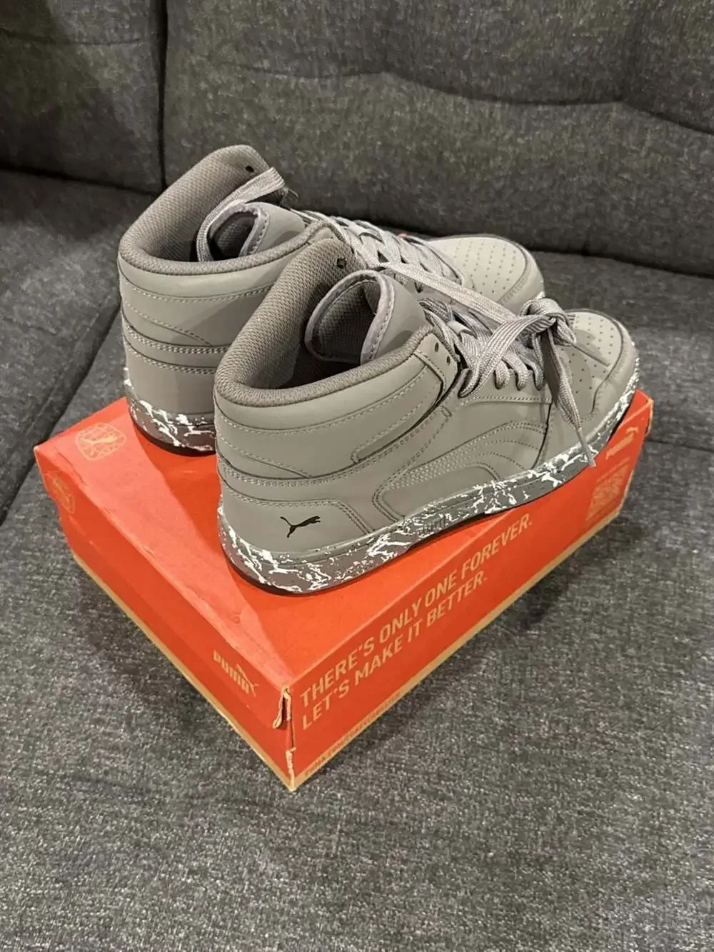 6Y / 7W - Puma Rebound Layup NBK MS JR Cool Dark Gray-Puma Black Sneakers